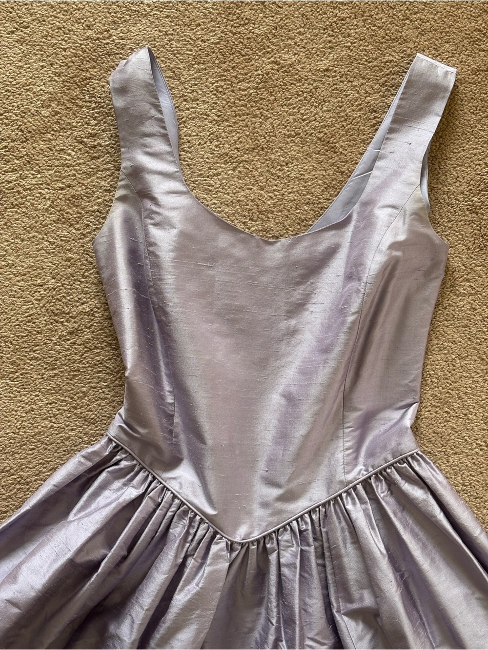 Rare vintage 100% RAW SILK Laura Ashley Lavender/silver Midi Dress